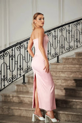 Heart Embellished Strapless Charming Cady Column Dress