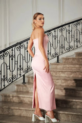 Heart Embellished Strapless Charming Cady Column Dress