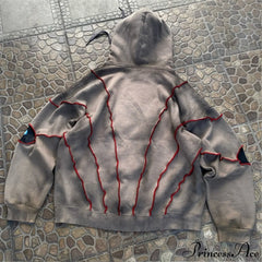 Hip-Hop Topstitch Eye Applique Hoodie