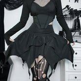 Irregular Sexy Solid Color Drawstring Tie-Up Ruched Ruffles Mini Skirt