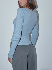 Lace Trim Long Sleeve Crop Top T Shirts