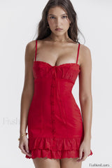 Luci Cherry Stylish Corset Dress XS / Red