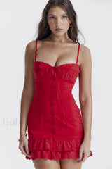 Luci Cherry Stylish Corset Dress XS / Red