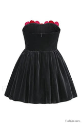 Macrouli Floral Velvet Charming Off Shoulder Mini Dress