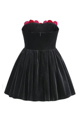 Macrouli Floral Velvet Charming Off Shoulder Mini Dress