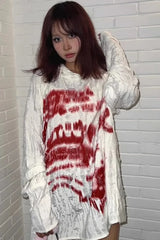 Rock Punk Pearl Button Hoodie White / S
