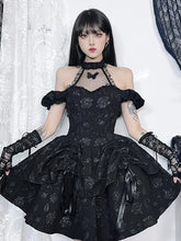 Sleeveless Neck Bow Vintage Backless Cold Shoulder Print Lace Up A Line Swing Dress