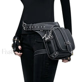 Steampunk Rock Waist Leg Hip Belt Motorcycle Fanny Packs Multi Chain Rivet Bag LDHG051