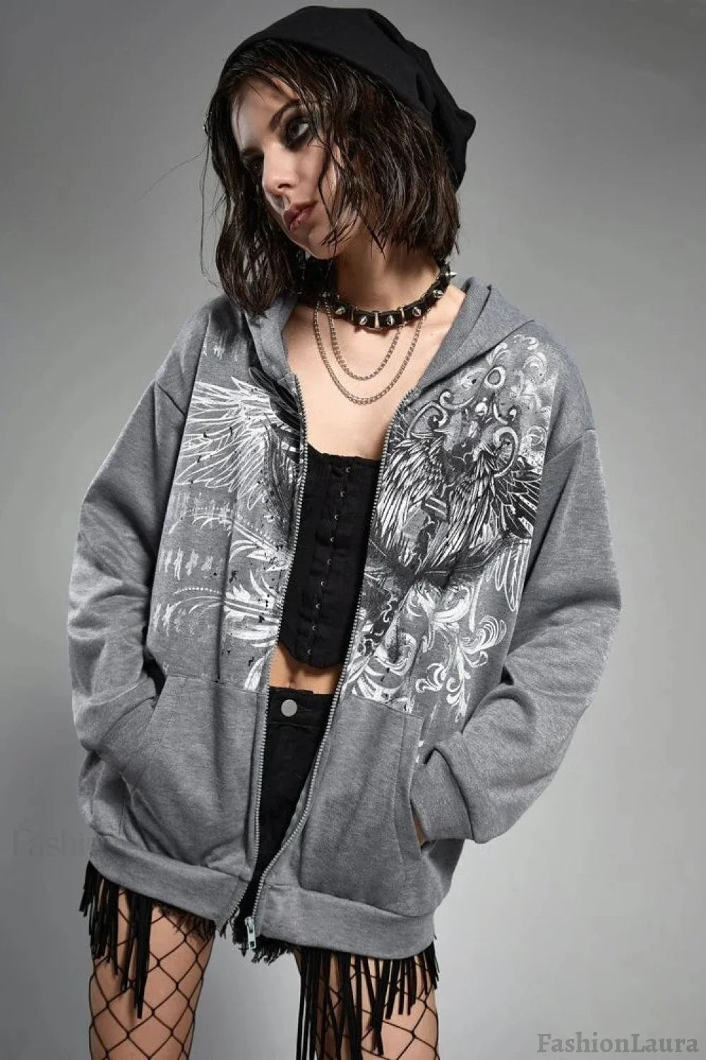 Street Style Eagle Graphic Hoodie