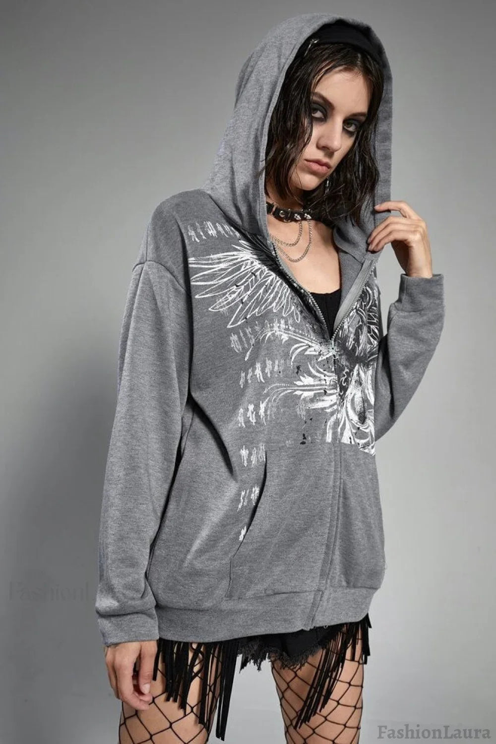 Street Style Eagle Graphic Hoodie