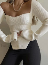 Sweetheart Long Sleeve Knit Top White / XS Knit Tops