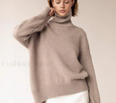 Turtleneck Long Sleeve Knit Pullover Autumn Winter Women’s Clothing Trend Loose Lazy Sweater BLACK / One Size Sweaters L