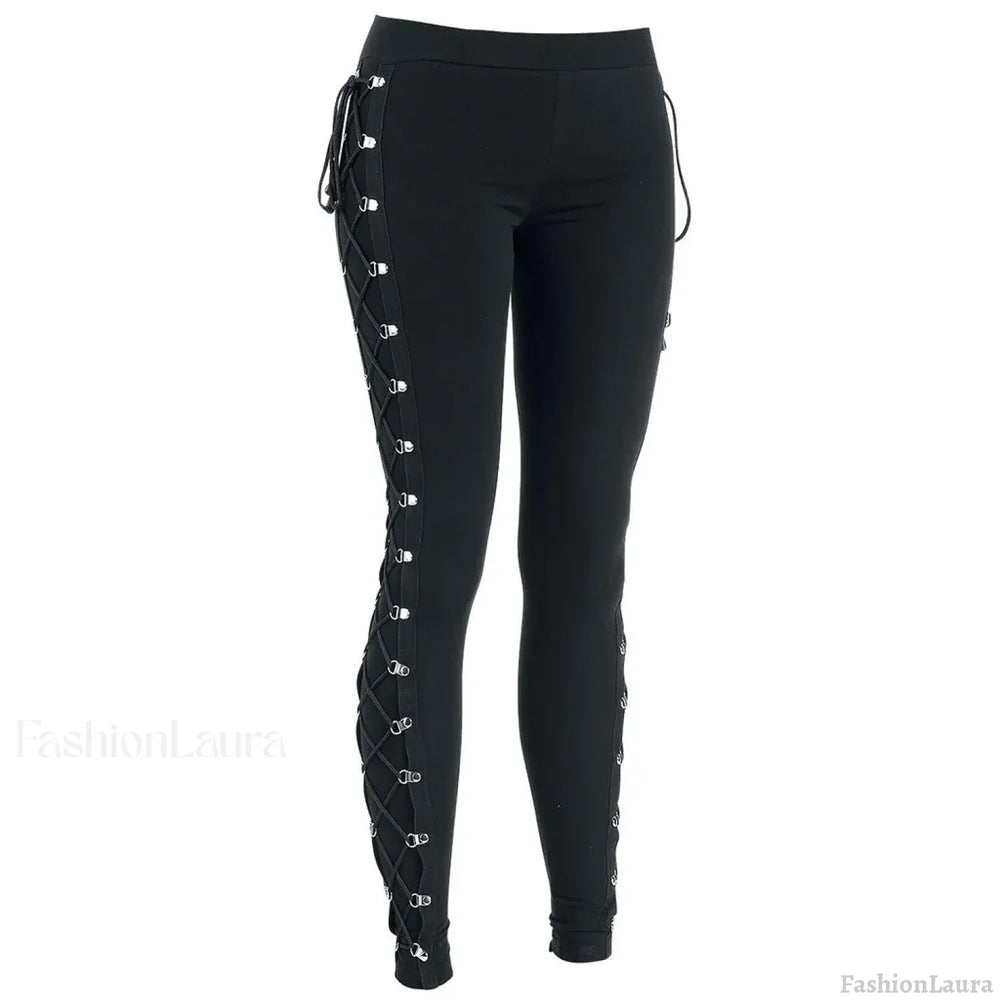 Vintage Gothic Lace Up Slim Halloween Pants