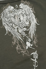 Y2K Wing Graphic Off-Shoulder T-Shirt