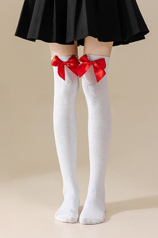 Soft Knit Bow Christmas Socks
