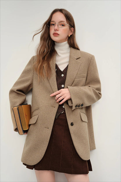 Retro Plaid Short Blazer Christmas Outerwear