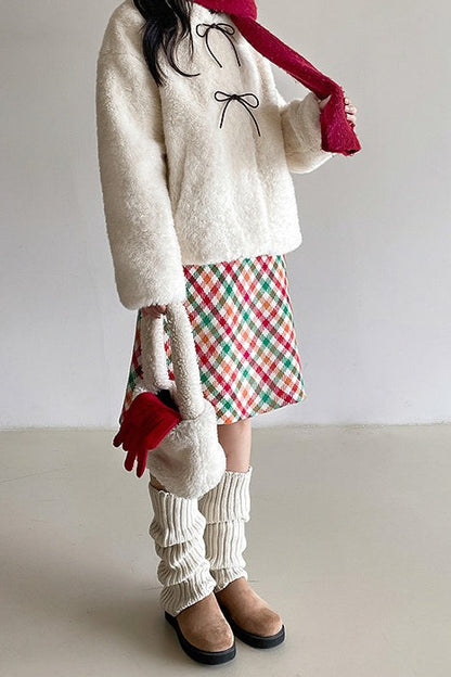 Checkered Wool Christmas Skirt