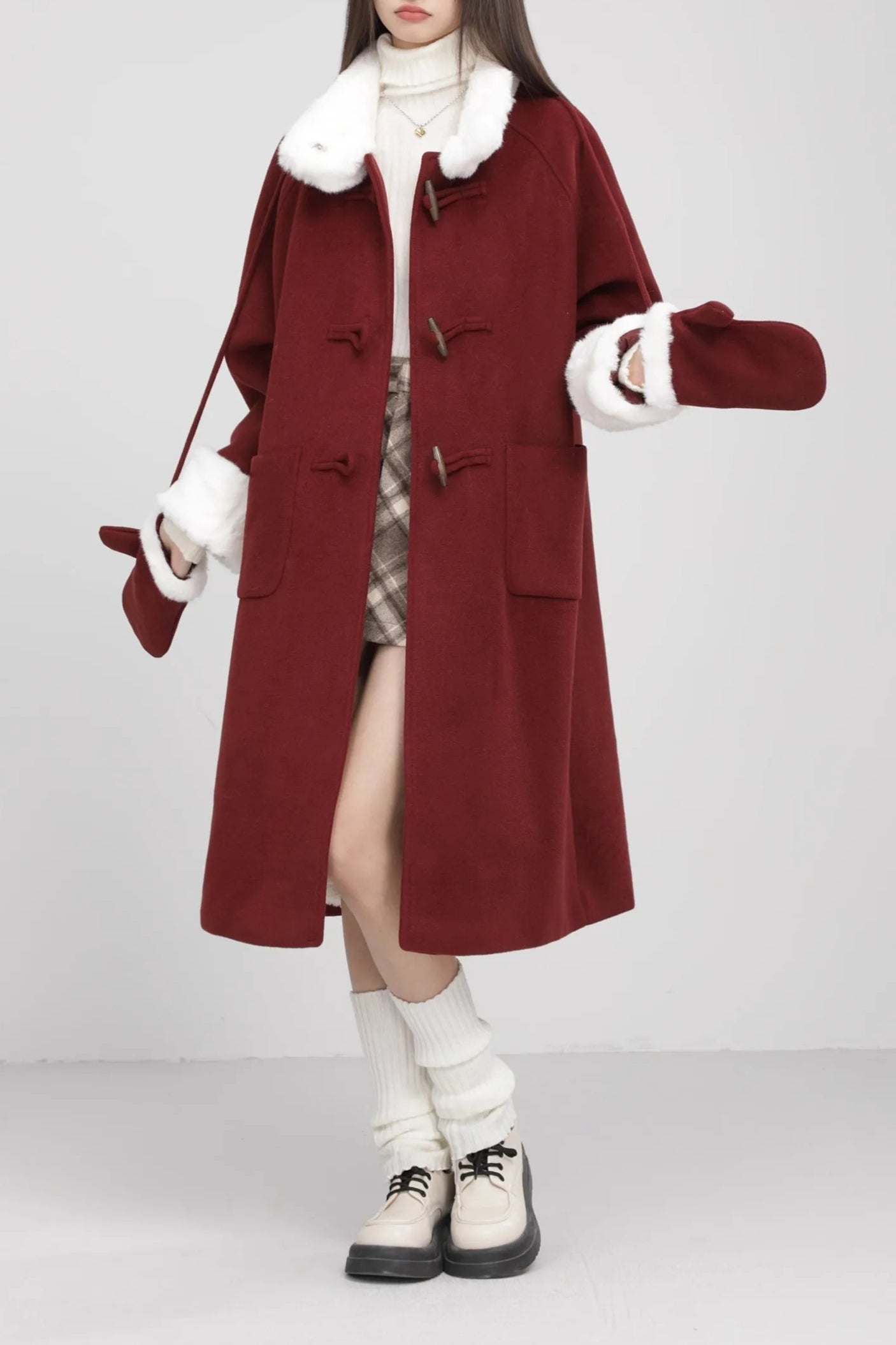 Retro Patchwork Horn Button Christmas Outerwear