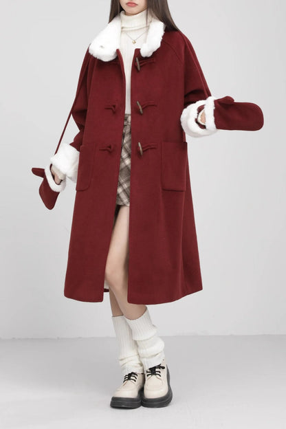 Retro Patchwork Horn Button Christmas Outerwear