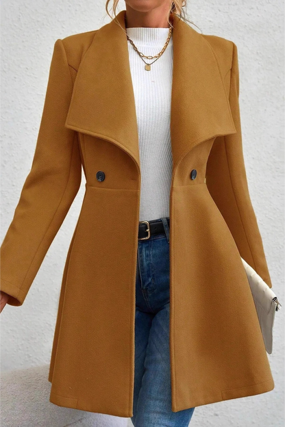 Solid Lapel Double-Breasted Thickened Wool Blend Christmas Outerwear