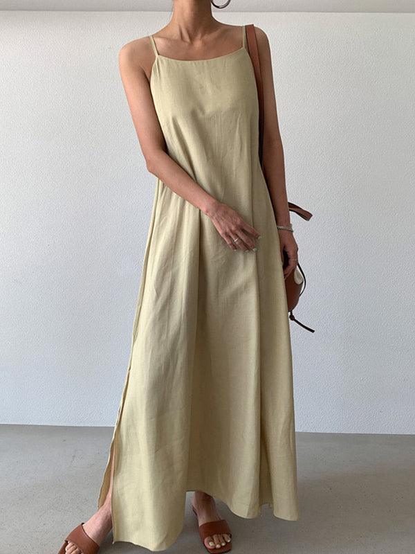 VibeMartini-Versatile Loose Casual Slit Over Knee Long Sling Dress