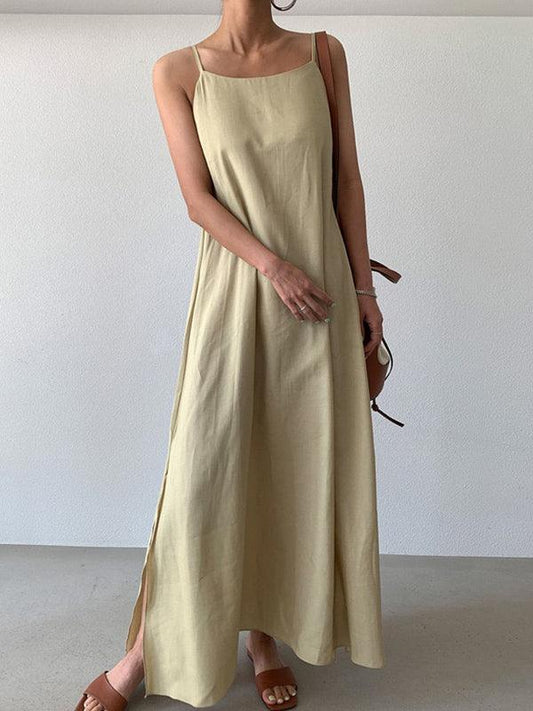 VibeMartini-Versatile Loose Casual Slit Over Knee Long Sling Dress