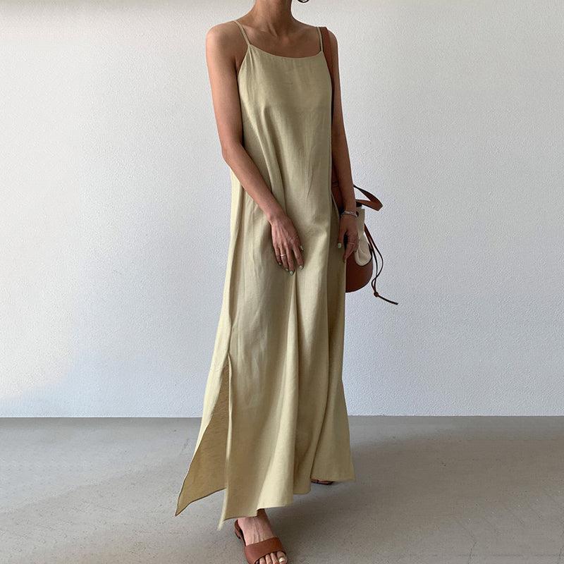 VibeMartini-Versatile Loose Casual Slit Over Knee Long Sling Dress