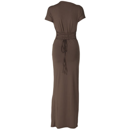 Dreamy Drape Maxi dress - Brown