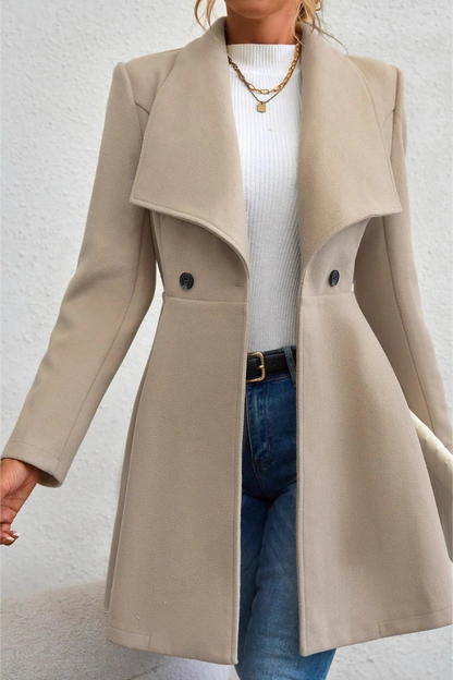 Solid Lapel Double-Breasted Thickened Wool Blend Christmas Outerwear