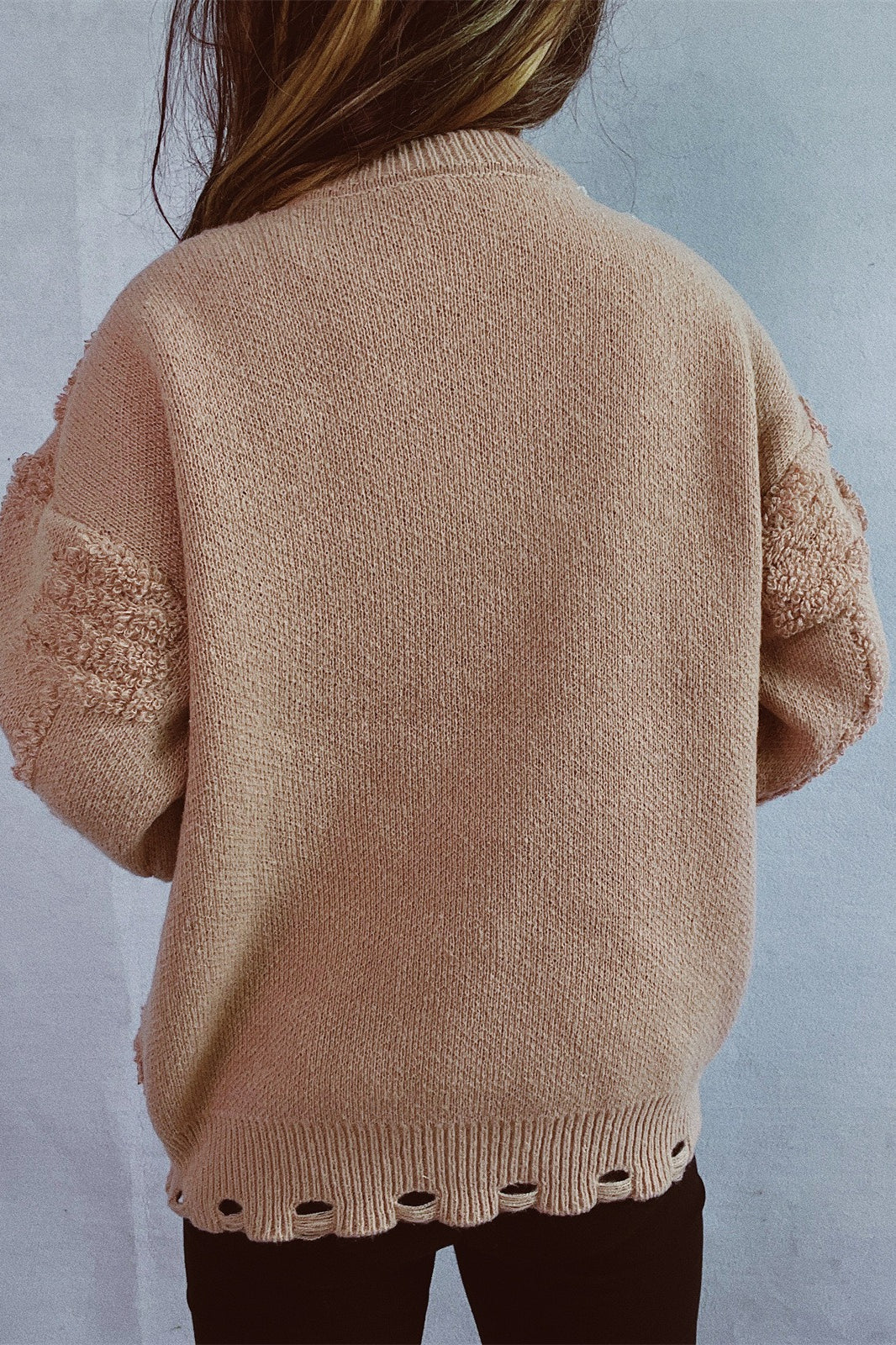 Christmas 3D Tree Pearl Solid Flocked Sweater