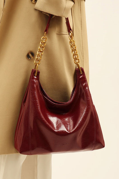 Red Large Capacity Tote Bag Elegant Shoulder Underarm Bag