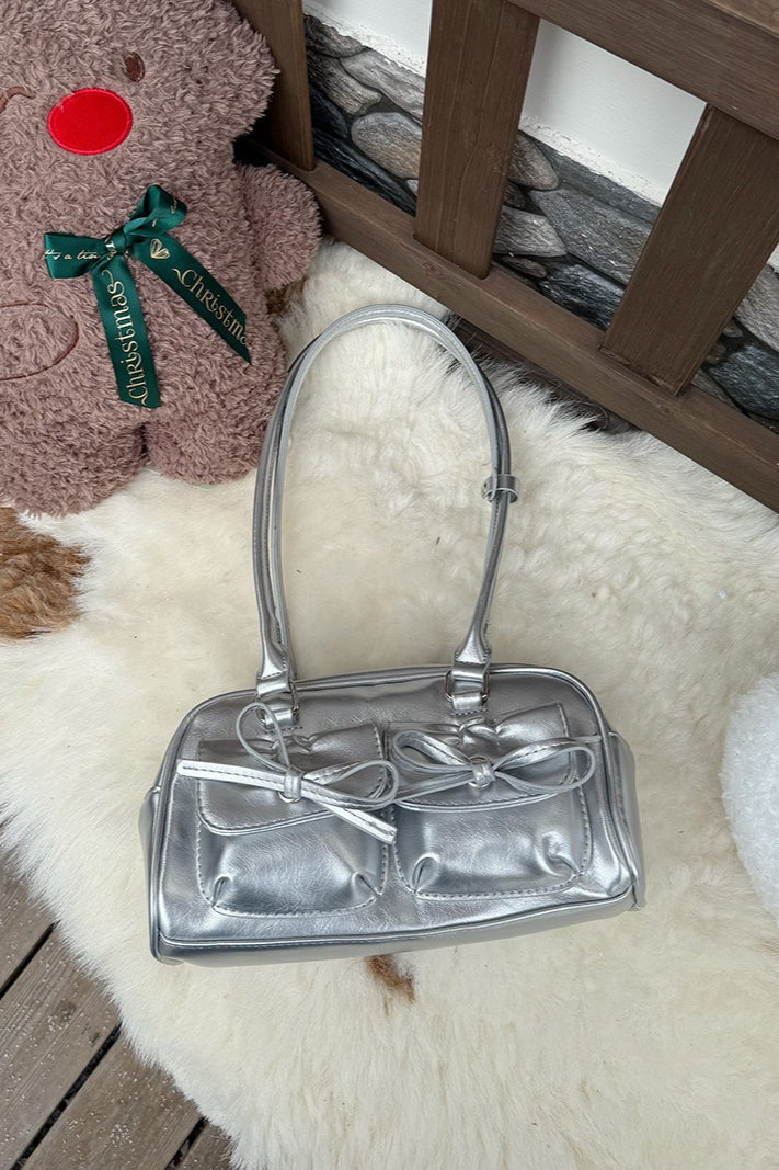 Bowknot Pillow Bowling Bag Chic Shoulder Underarm Tote Bag