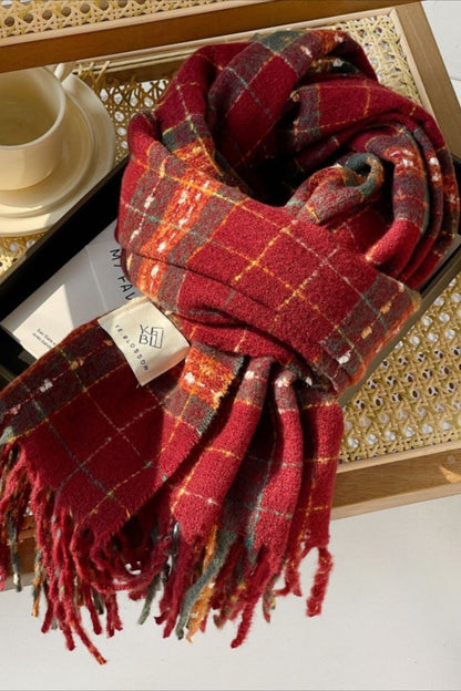 Soft Plaid Mohair Blend Christmas Scarf