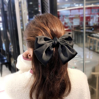 Big Red Bow Hair Accessory - Spring Korean Satin Rubber Christmas Accessories-L