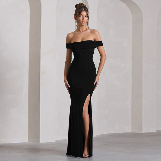 Showstopper Slit Dress-Black