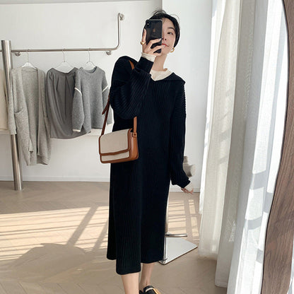 VibeMartini-Casual Hooded Knitted Long Dress