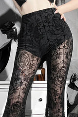 Y2K See-Through Mesh Floral Pant