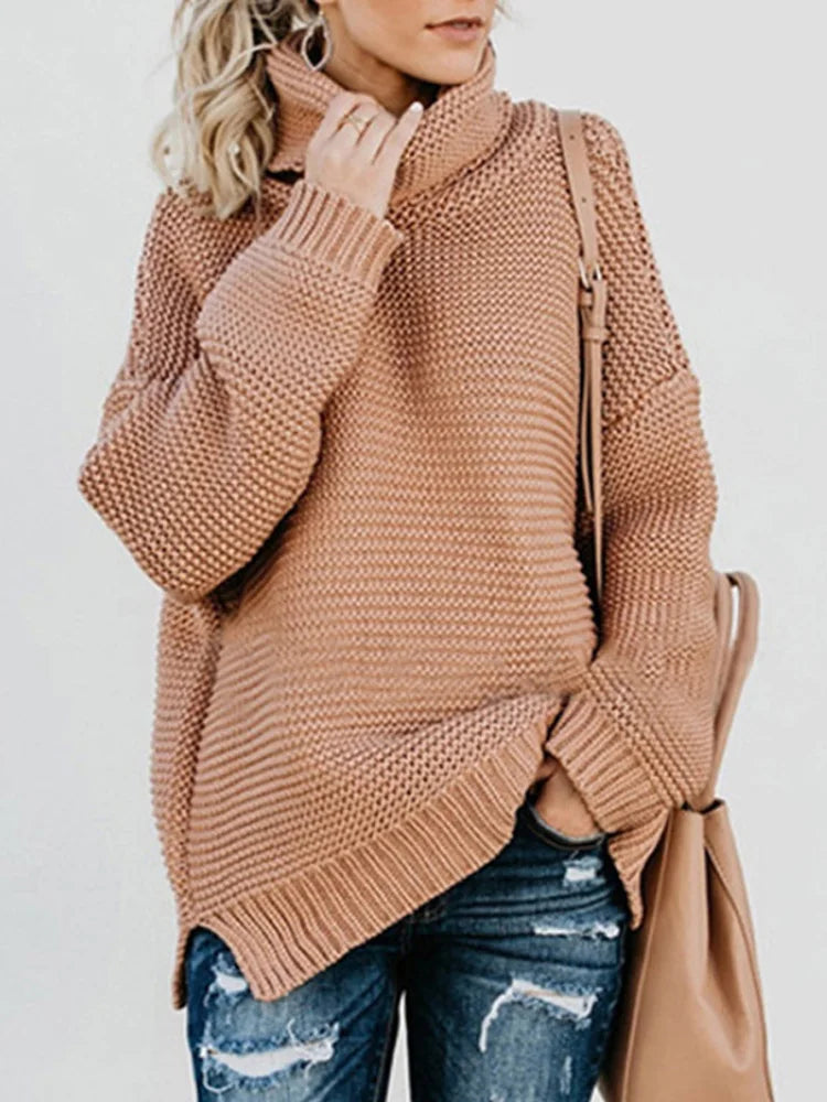 Thick Autumn Winter Green Knitted Oversized Turtleneck Christmas Sweater Khaki / S Sweaters-L