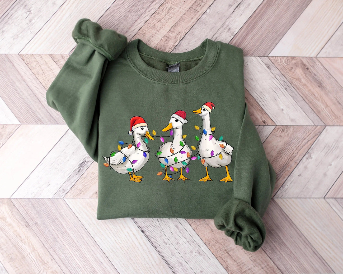 Voguish Cotton Duck Lights Family Christmas Hoodie Green / S Hoodies-L
