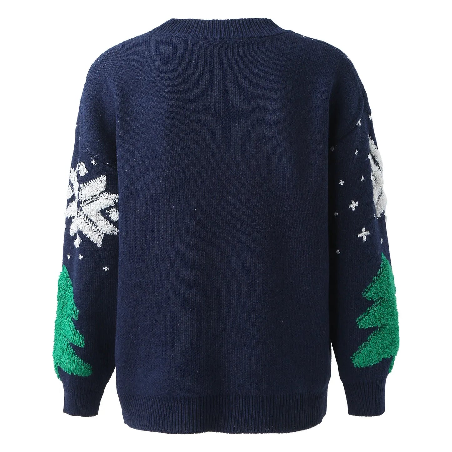 Spliced Vintage Korean Loose Round Neck Long Sleeve Christmas Sweater Sweaters-L