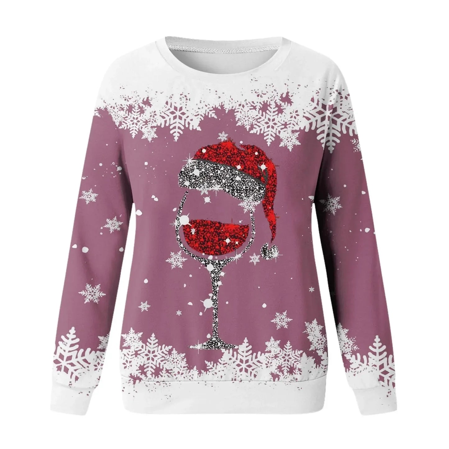 Cute Reindeer Graphic Long Sleeve Sweatshirt New Year Christmas Sweater Sweaters-L