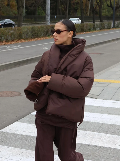 Tie-Belt Padded Cotton Coat Coats-241208