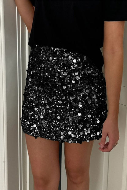 Sequins Hem Bodycon Mini Christmas Skirt
