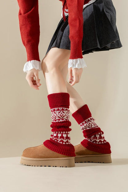 Ribbed Slouchy   Christmas Leg Warmers