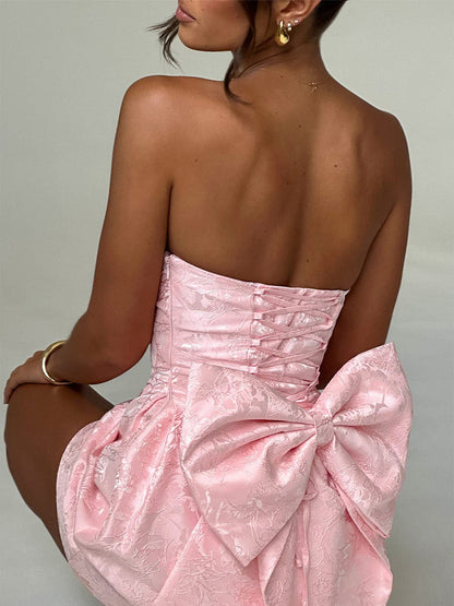 Amelia-Jacquard Knot Short Dress