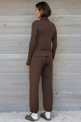 Turtleneck Knit Top Tapered Pants Set
