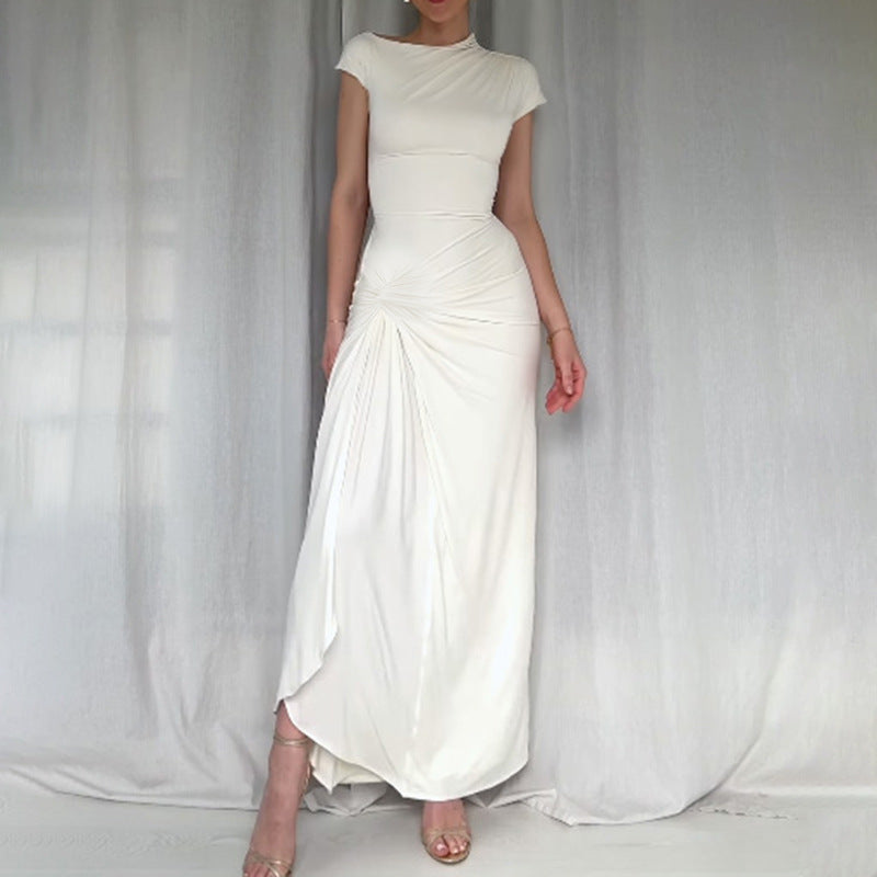 Americana Slit Dress-White