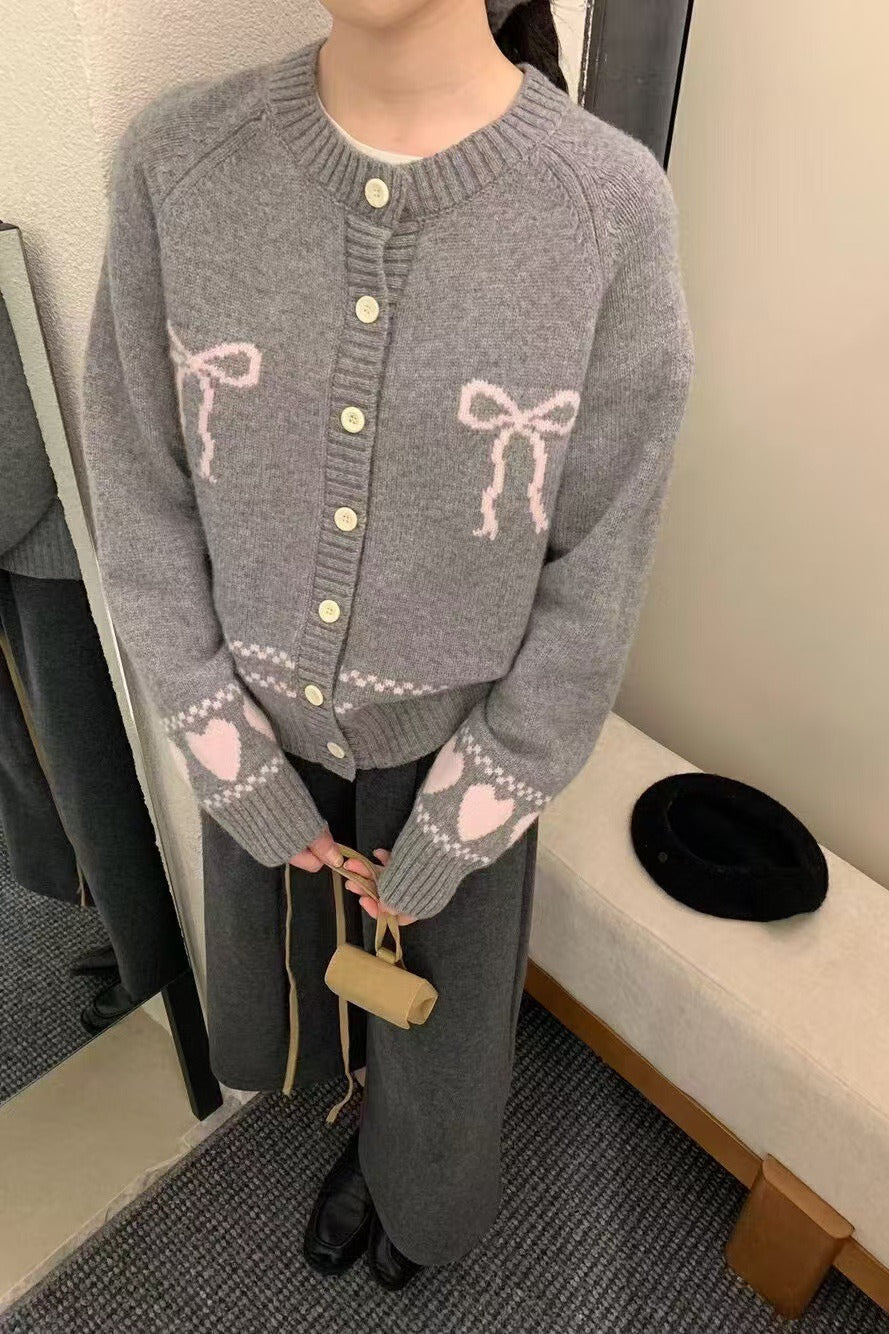 Relaxed Fit Bow Front Christmas Cardigan