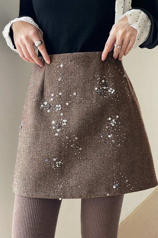 Crystal Bead Embellished Christmas Skirt