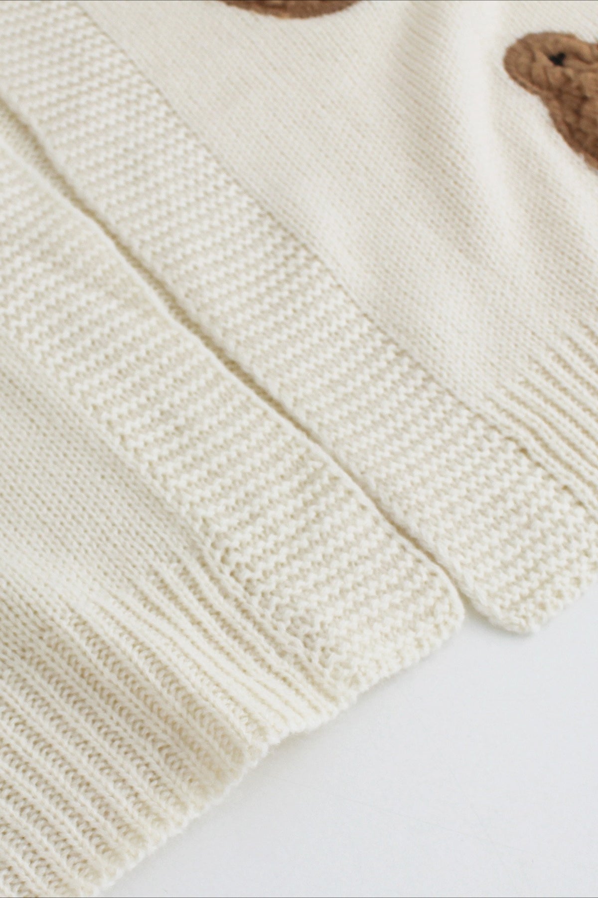 Bear Embroidery Short Christmas Cardigan